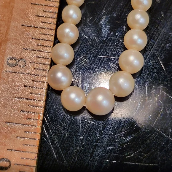 10kt White Gold Graduated Pearl Necklace 17" Vintage - Picture 7 of 14